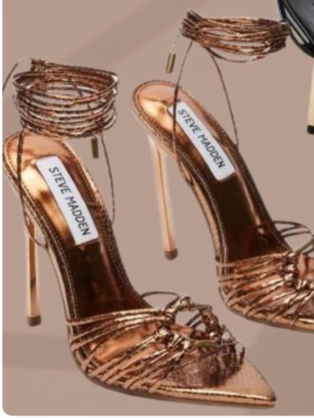 Steve Madden Metallic Bronze Pointed Lace-Up Mule